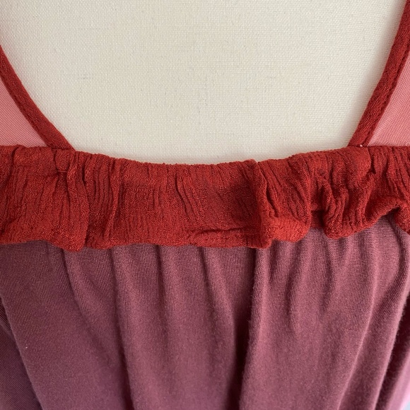 Anthropologie Meadow Rue Dusty Rose Soft Modal oversized Ruffled Boho Top. Sz M - Picture 2 of 15